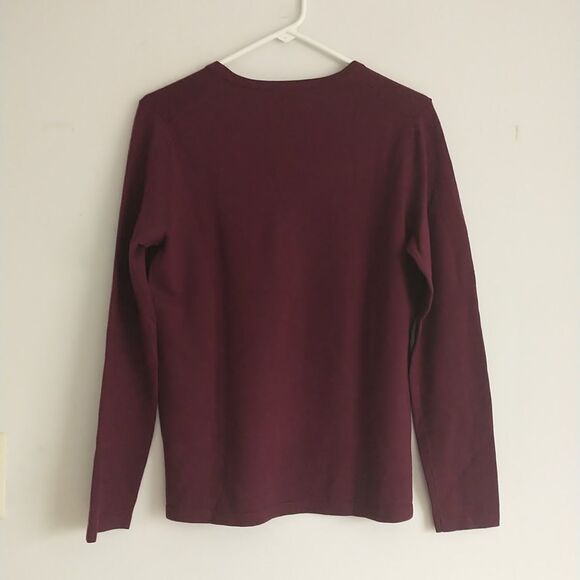 Lord & Taylor Extra Fine 100%Merino Wool Sweater Womens M Burgundy Purple Luxury - Picture 6 of 8